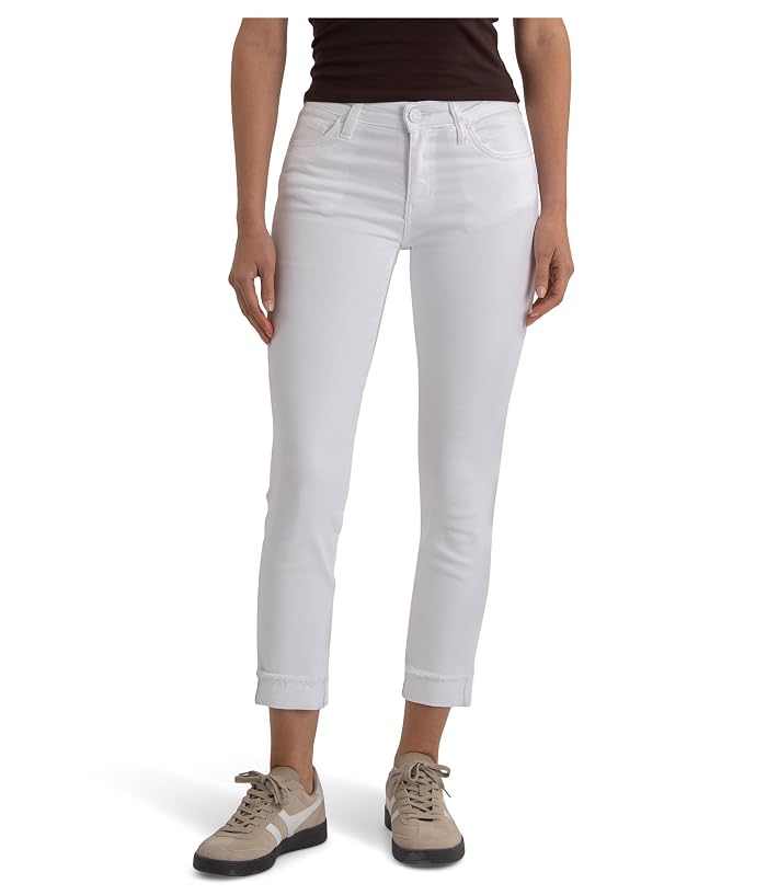 KUT from the Kloth Amy Crop Straight Leg Roll-up Fray In Optic White - Image 4