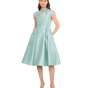 Adrianna Papell Key Hole Mikado Midi Dress
