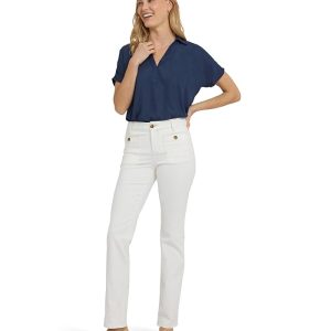 NYDJ Straight Patch Pockets Jeans in Vintage White
