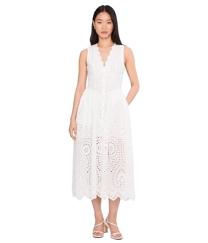 Avec Les Filles Scallop Neck Edge Button-Up Midi Dress