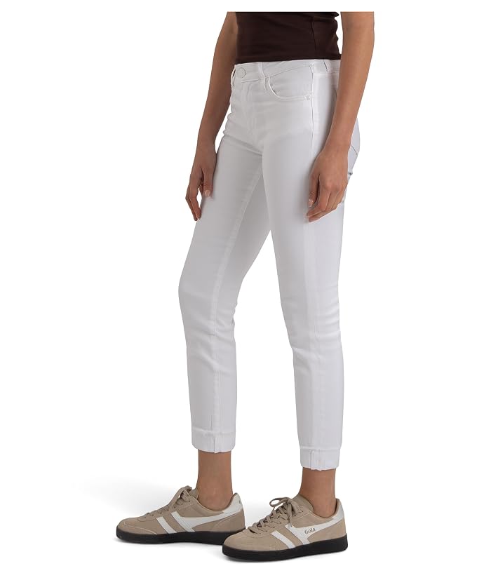 KUT from the Kloth Amy Crop Straight Leg Roll-up Fray In Optic White - Image 3