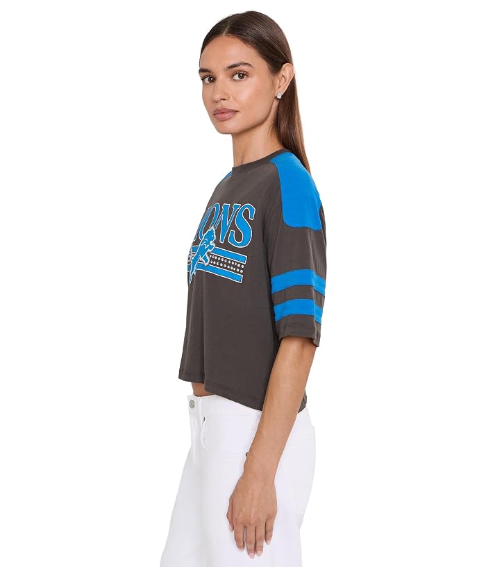 Junk Food Clothing NFL Detroit Lions Bling Striped Crop Tee - Image 3