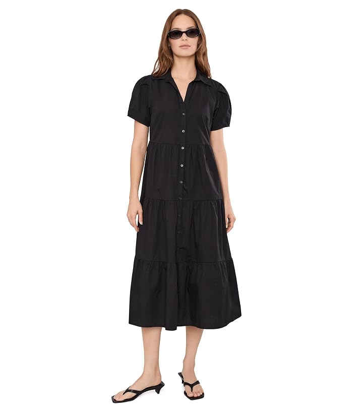 Calvin Klein Puff Sleeve Cotton Tiered A-Line Midi - Image 2