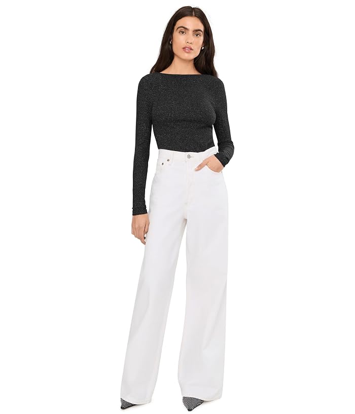 Madewell Bria Long Sleeve Open Back Snit Rib Sparkle - Image 2