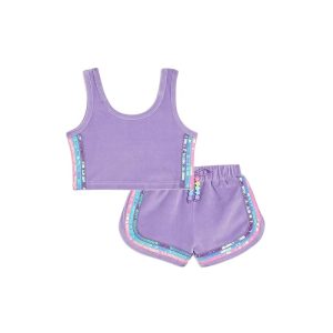 Lola and The Boys Rainbow Velour Sequin Tank Set (Little Kid/Big Kid)