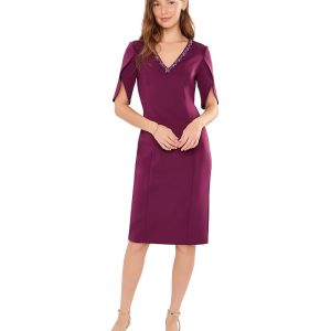 Adrianna Papell Beaded Scuba Short Dress