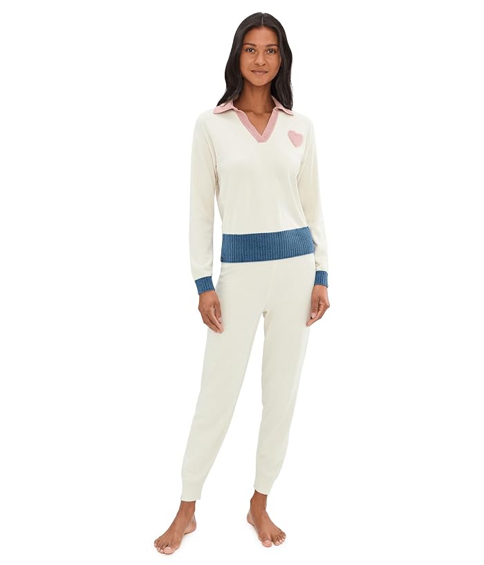 Barefoot Dreams CozyChic Ultra Lite® Color Block Heart Collared Pullover - Image 2