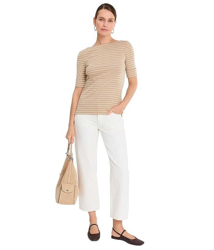 Lauren Ralph Lauren Striped Stretch Cotton Boatneck Tee - Image 2