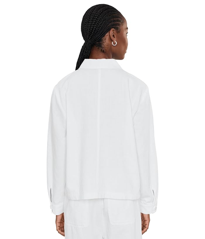 Eileen Fisher Slubby Organic Cotton Linen Classic Collar Jacket - Image 4