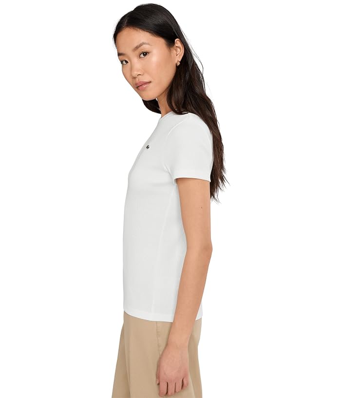 Lacoste Slim Fit Ribbed Cotton T-Shirt - Image 3