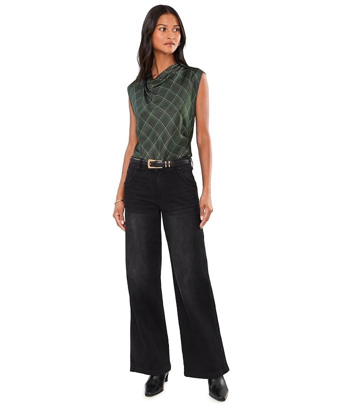 Vince Diamond Plaid On Draped Cowl Neck - Image 2