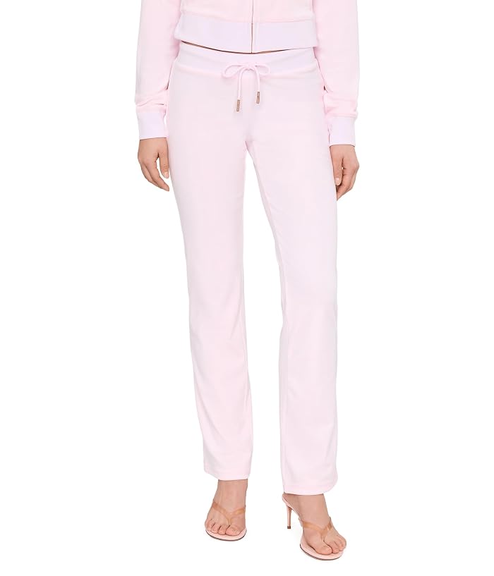 Juicy Couture Rib Waist Long Velour Pants With Gold Back Bling
