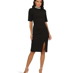 Adrianna Papell Embellished Crepe Short Dress