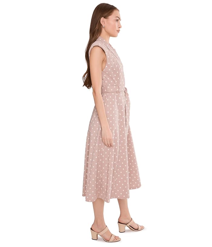 Calvin Klein Sleeveless Linen Polka Dot Jacket Dress - Image 3