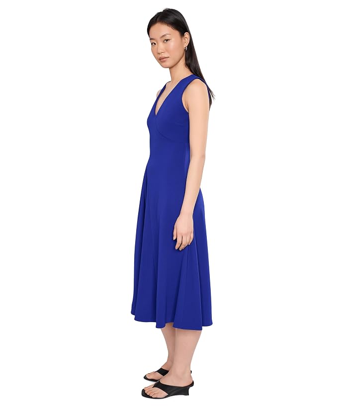 Calvin Klein Scuba Crepe V-Neck Asym Pleat Midi - Image 3