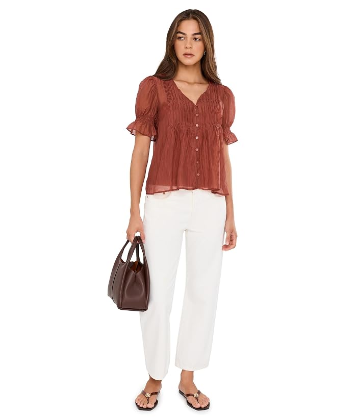 Vince Camuto Pintuck Puff Sleeve V-Neck - Image 2