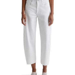 AG Jeans Hattie High-Rise Crop Barrel in Gallery White