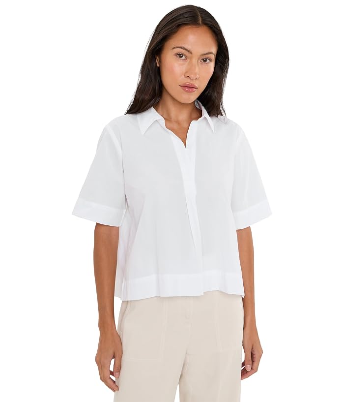 Eileen Fisher Petite Organic Cotton Poplin Classic Collar Top