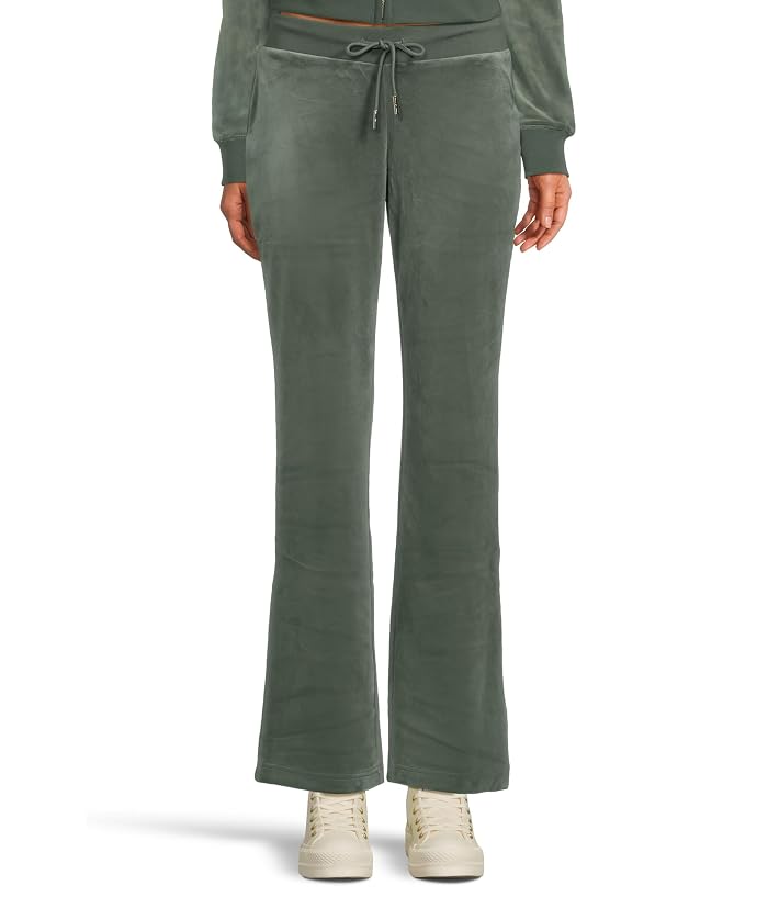 Juicy Couture Solid Rib Waist Velour Pants With Drawcord