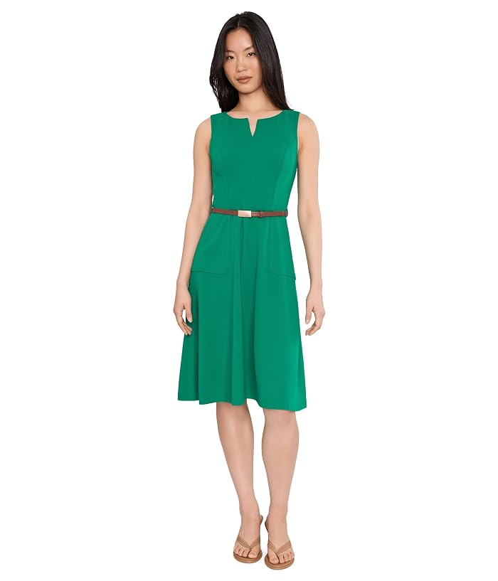 Calvin Klein Sleeveless Belted Scuba Crepe Aline - Image 2