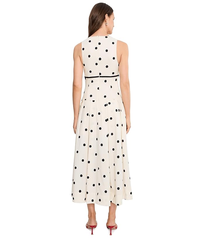 Avec Les Filles Stretch Cotton Poka Dot Halter Midi Dress - Image 4