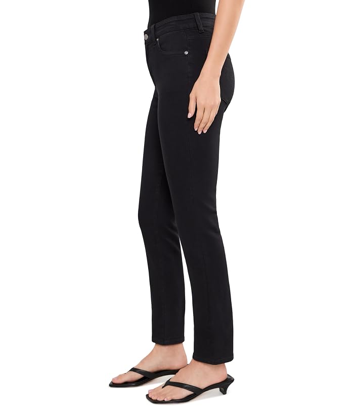 AG Jeans Mari Mid-Rise Slim Straight Pants in Super Black - Image 3