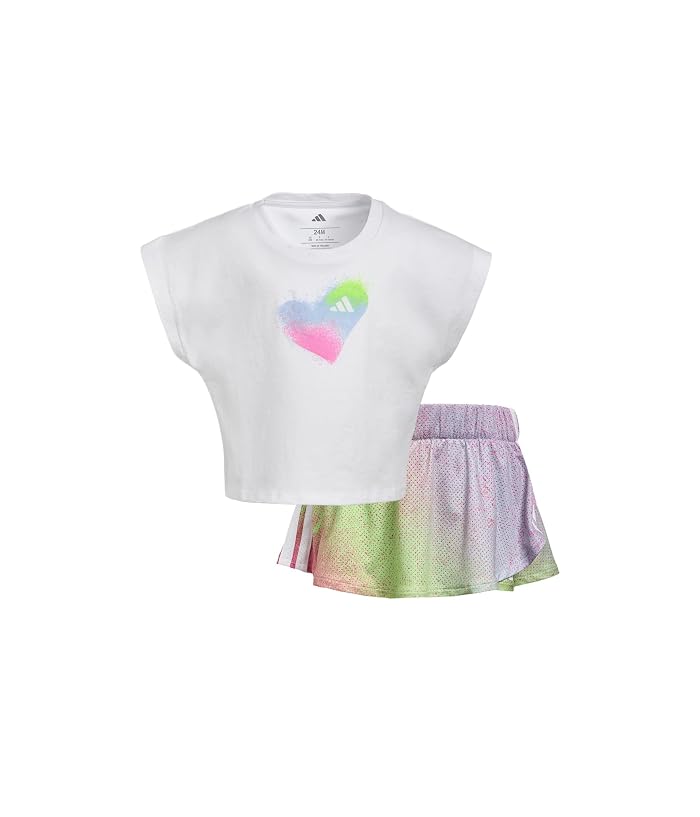adidas Kids Aop Sleeveless Box Tee Faux Wrap Skort Set (Infant) - Image 4