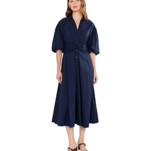 Lauren Ralph Lauren Twist-Front Bubble-Sleeve Shirtdress