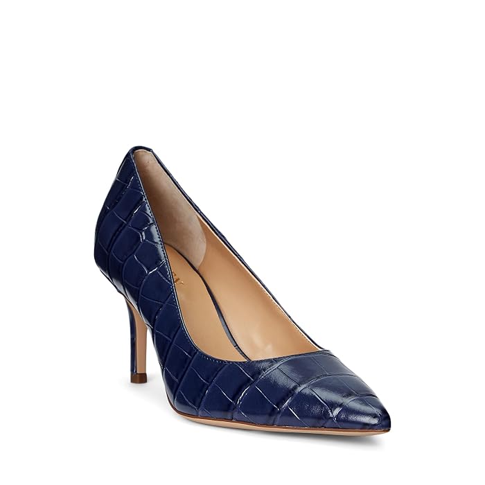 Lauren Ralph Lauren Lanette Crocodile Embossed Leather Pumps