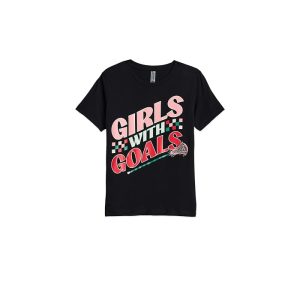 ChalkTalk SPORTS Girls Lacrosse Short Sleeve T-Shirt - Girls With Goals (Little Kid/Big Kid)