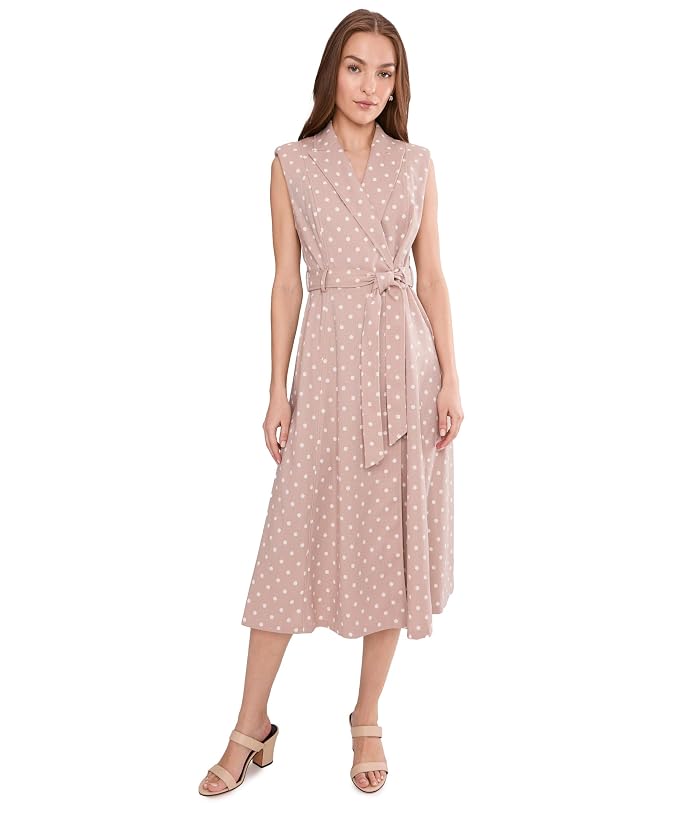 Calvin Klein Sleeveless Linen Polka Dot Jacket Dress