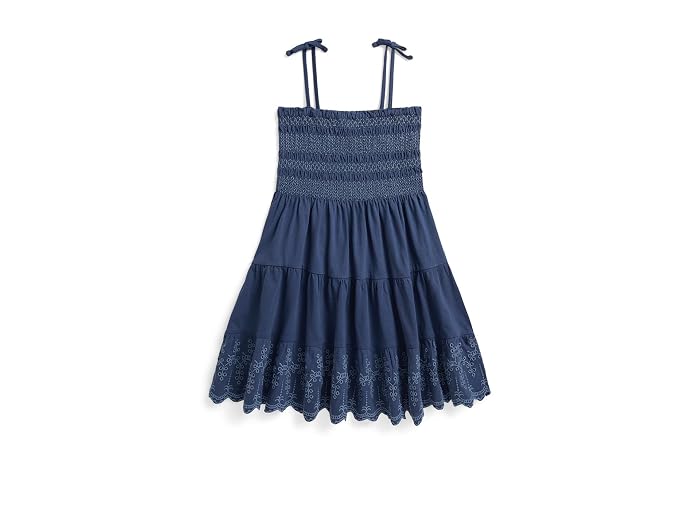 Polo Ralph Lauren Kids Smocked Eyelet Cotton Jersey Dress (Toddler/Little Kid)