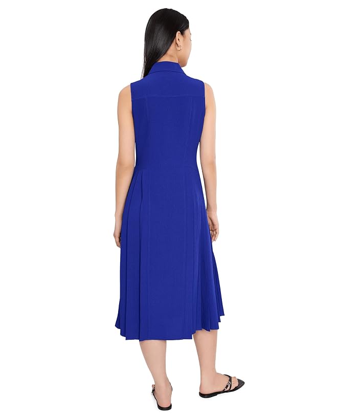Calvin Klein Sleeveless Collared Pleated Guauze Dress - Image 4