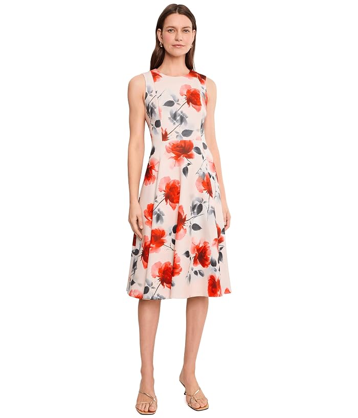 Calvin Klein Sleeveless Scuba Floral A-Line Dress