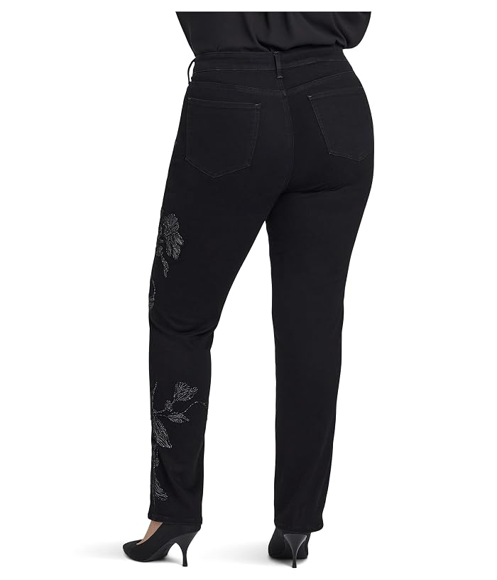 NYDJ Plus Size Marilyn Embroidery Jeans in Black Rinse - Image 2