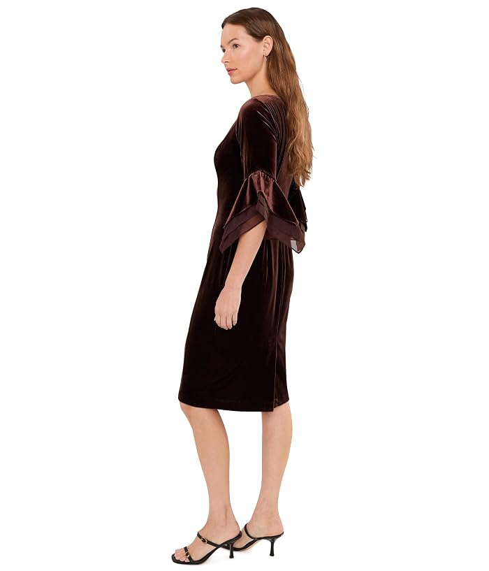 Adrianna Papell Velvet Bell Sleeve Short Dress - Image 3