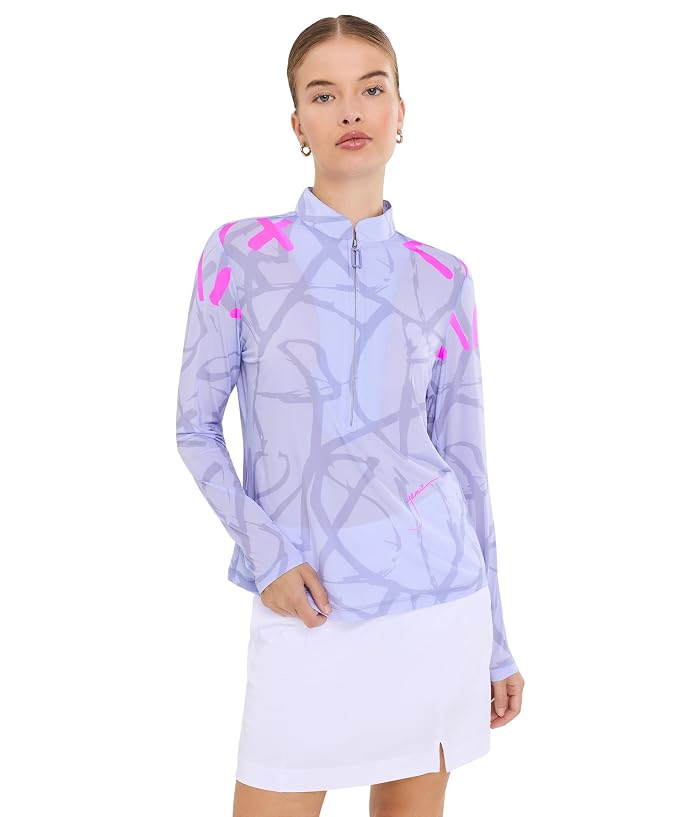 Jamie Sadock Abstract Graffiti Long Sleeve Zip Mock Golf Top - Image 4