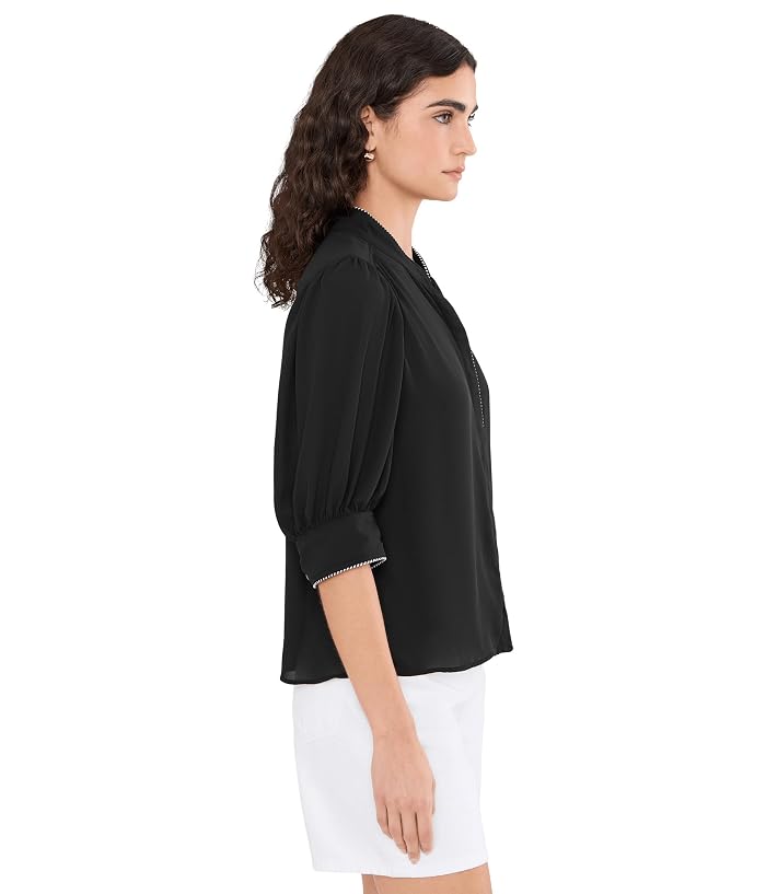 CeCe Contrast Whipstitch Trim Pearce Top - Image 3