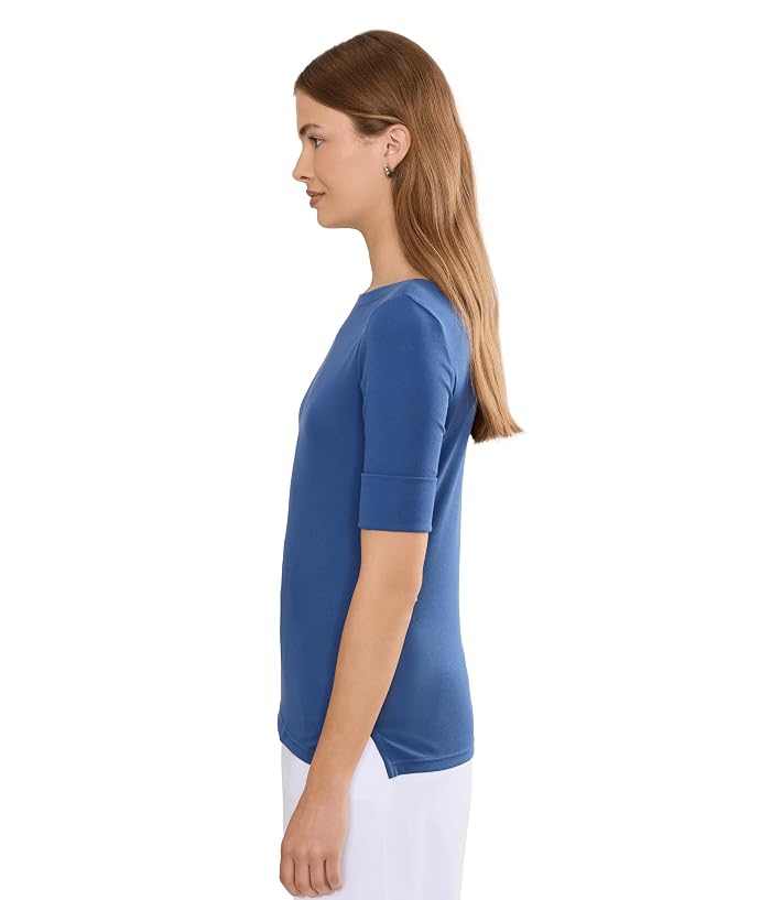 Lauren Ralph Lauren Petite Stretch Cotton Boatneck Tee - Image 3