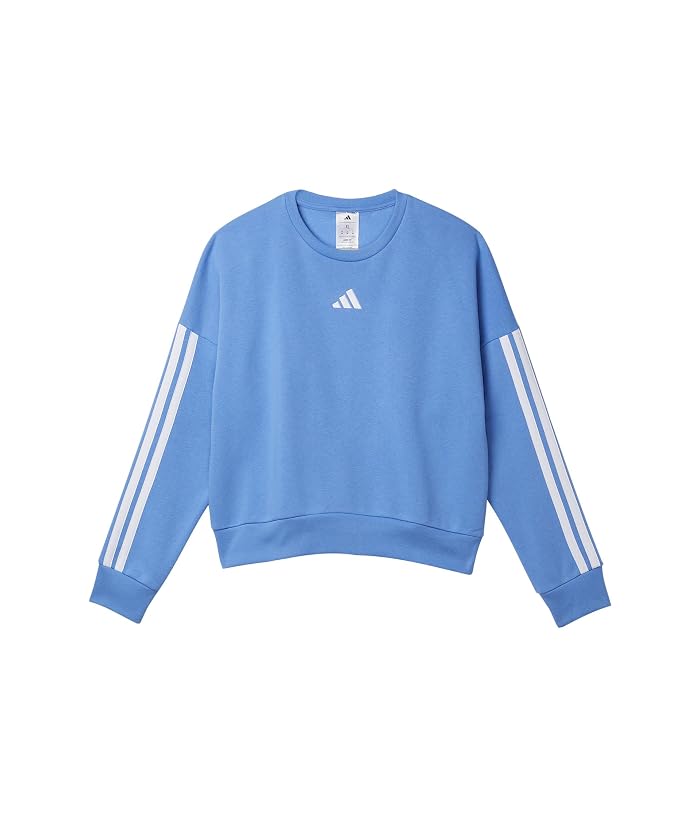 adidas Kids 3-Stripes Crew Neck Heather Fleece Pullover (Big Kid)