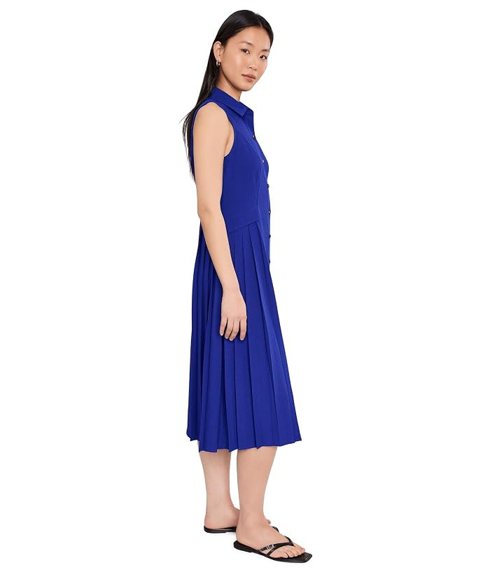 Calvin Klein Sleeveless Collared Pleated Guauze Dress - Image 3