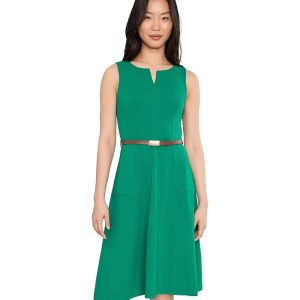 Calvin Klein Sleeveless Belted Scuba Crepe Aline