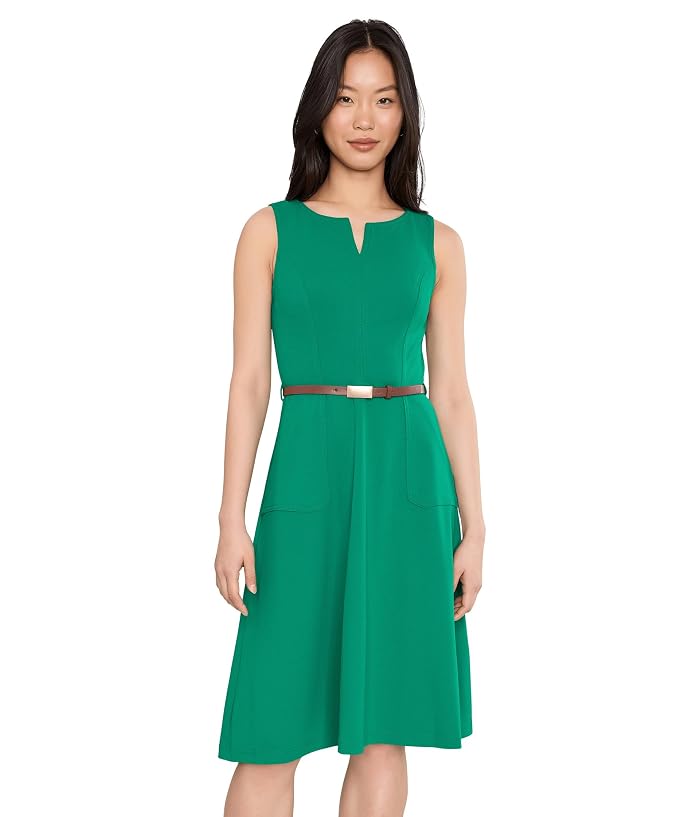 Calvin Klein Sleeveless Belted Scuba Crepe Aline