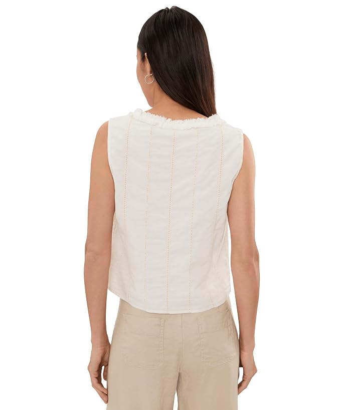 Liverpool Los Angeles Petite Sleeveless Pintucked Woven Top with Ruffles - Image 4