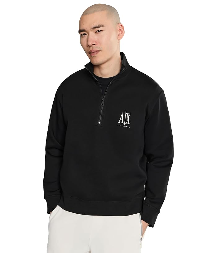 Armani Exchange Zip-Up Mock Neck Sweatshirt