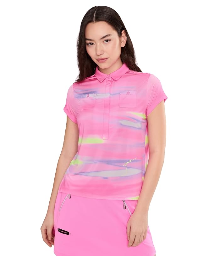 Jamie Sadock Painted Sunset Crossover V-Neck Cap Sleeve
