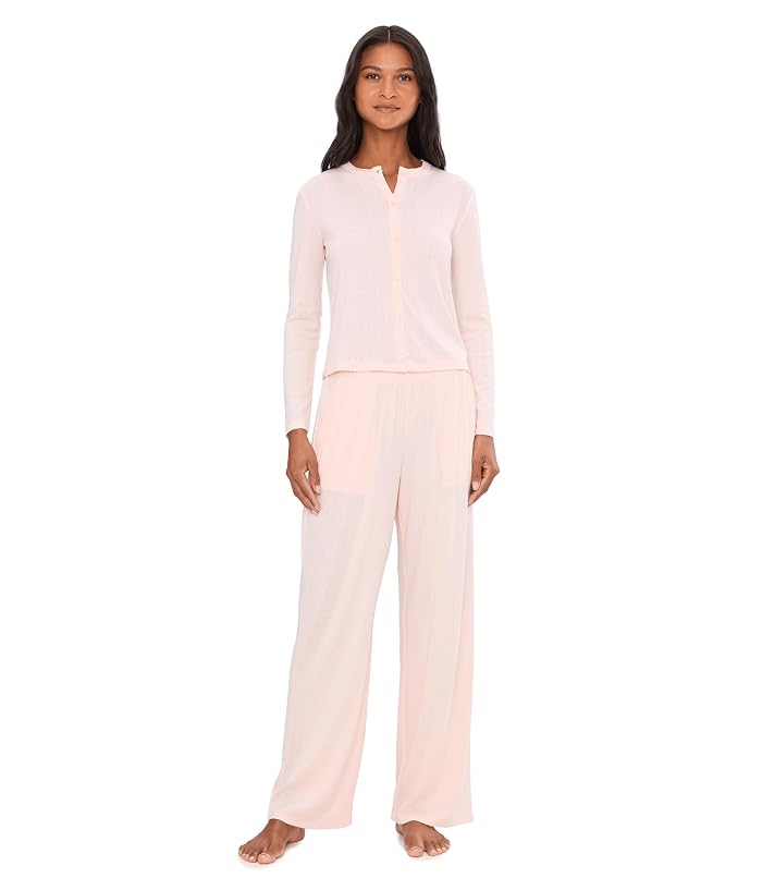 Barefoot Dreams Pointelle Rib Cardi with Scallop Trim - Image 2