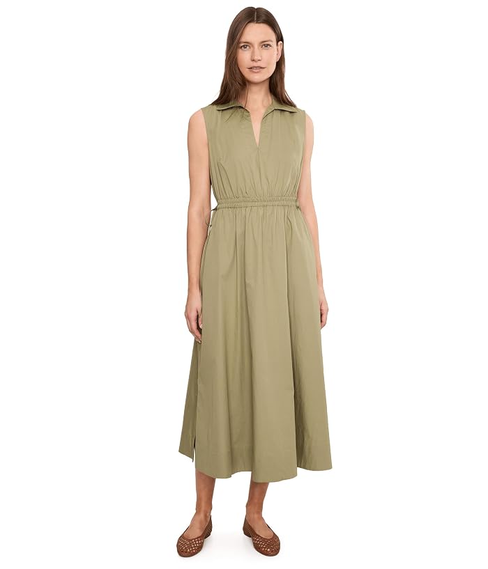 Calvin Klein Sleeveless V-Neck Solid Cotton Midi