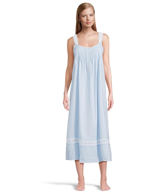 Eileen West Cotton Dobby Stripe Woven Sleeveless Ballet Nightgown