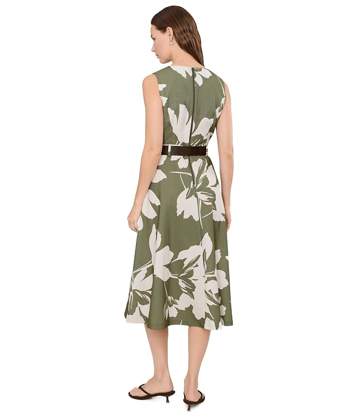 Calvin Klein Square Neck Floral Belted A-Line Midi - Image 4
